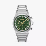 Hugo Boss Candor Chronograph Green Dial Silver Steel Strap Watch for Men - 1514220 Authentic Buy Shop Now