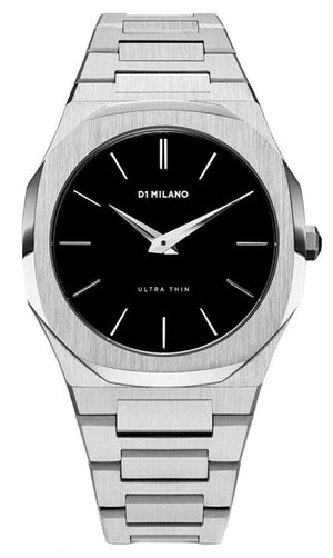 D1 Milano Ultra Thin Black Dial Silver Steel Strap Watch for Women - D1-UTBL05 Authentic Buy Shop Now