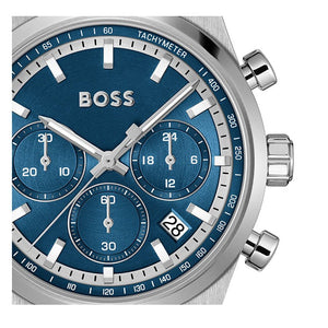 Hugo Boss Candor Chronograph Blue Dial Silver Steel Strap Watch for Men - 1514250 Authentic Buy Shop Now