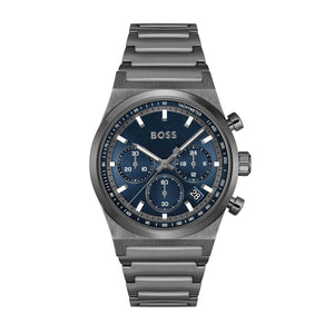 Hugo Boss Candor Chronograph Blue Dial Grey Steel Strap Watch for Men - 1514223 Authentic Buy Shop Now