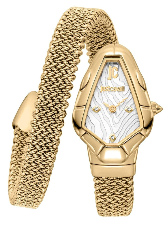 Just Cavalli Fiamma Silver Dial Gold Steel Strap Watch for Women - JC1L426M0025 Authentic Buy Shop Now