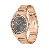 Hugo Boss Candor Automatic Grey Dial Rose Gold Steel Strap Watch for Men - 1514185 Authentic Buy Shop Now