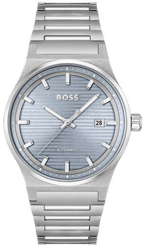 Hugo Boss Candor Automatic Ice Blue Dial Silver Steel Strap Watch for Men - 1514118 Authentic Buy Shop Now
