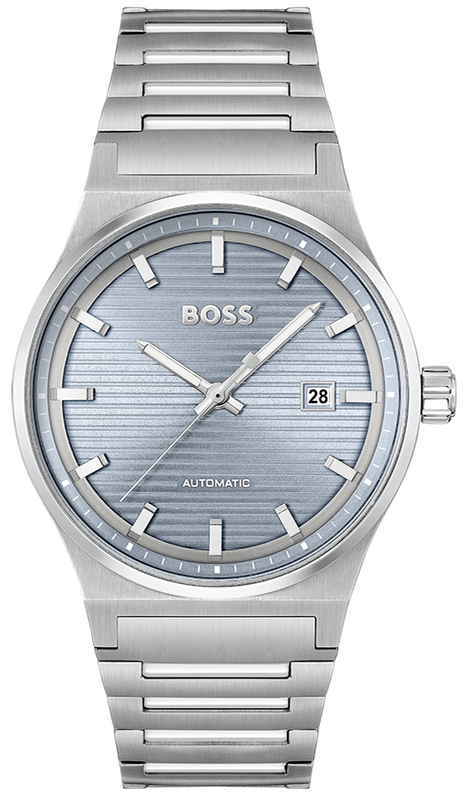 Hugo Boss Candor Automatic Ice Blue Dial Silver Steel Strap Watch for Men - 1514118 Authentic Buy Shop Now