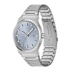 Hugo Boss Candor Automatic Ice Blue Dial Silver Steel Strap Watch for Men - 1514118 Authentic Buy Shop Now