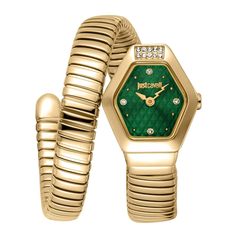 Just Cavalli Splora Green Dial Gold Steel Strap Watch for Women - JC1L394M0035 Authentic Buy Shop Now