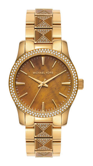 Michael Kors Runway Three Hand Brown Dial Two Tone Steel Strap Watch For Women - MK7389 Buy Now By Michael Kors