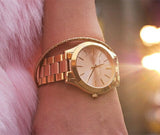 Michael Kors Slim Runway Pink Dial Two Tone Steel Strap Watch for Women - MK3493 Buy Now By Michael Kors