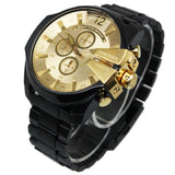 Diesel Mega Chief Chronograph Gold Dial Black Steel Strap Watch For Men - DZ4485 Buy Now By Diesel