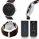 Daniel Wellington Classic York Black Dial Brown Leather Strap Watch For Men - DW00100134 Buy Now By Daniel Wellington