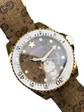 Gucci Dive Doraemon Brown Dial Brown Leather Strap Watch For Men - YA136334 Buy Now By Gucci