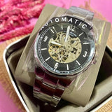 Fossil Forrester Automatic Skeleton Black Dial Silver Steel Strap Watch for Men - ME3180 Buy Now By Fossil