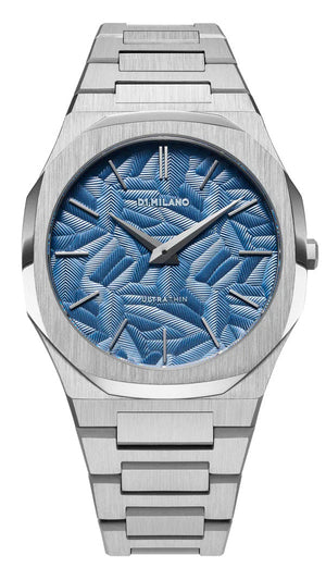 D1 Milano Ultra Thin Olympic Blue Dial Silver Steel Strap Watch for Men - D1-UTBJ35 Authentic Buy Shop Now