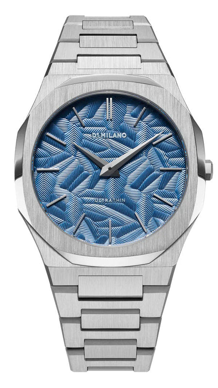 D1 Milano Ultra Thin Olympic Blue Dial Silver Steel Strap Watch for Men - D1-UTBJ35 Authentic Buy Shop Now