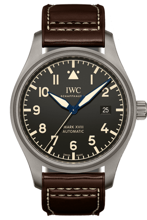 IWC Pilot's Watch Mark XVIII 40mm Black Dial Brown Leather Strap Watch for Men - IW327006 Buy Now By IWC