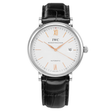 IWC Portofino Automatic White Dial Black Leather Strap Watch for Men - IW356517 Buy Now By IWC