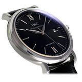 IWC Portofino Automatic Black Dial Black Leather Strap Watch for Men - IW356502 Buy Now By IWC