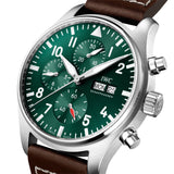 IWC Pilot's Watch Chronograph Edition Racing Green 43mm Green Dial Brown Leather Strap Watch for Men - IW377726 Buy Now By IWC