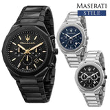 Maserati Stile Chronograph Black Dial Silver Steel Strap Watch For Men - R8873642004 Buy Now By Maserati