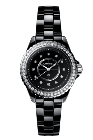 Chanel J12 Diamonds Ceramic Black Dial Black Steel Strap Watch for Women - J12 H3108 Buy Now By Chanel