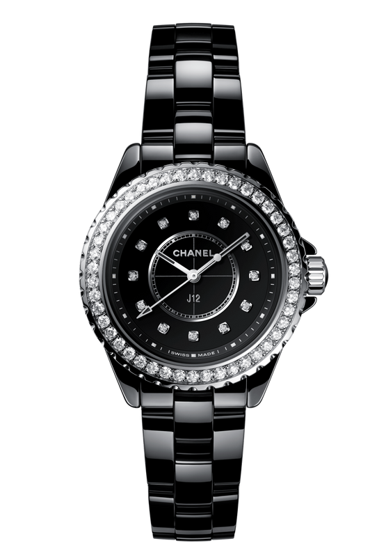 Chanel J12 Diamonds Ceramic Black Dial Black Steel Strap Watch for Women - J12 H3108 Buy Now By Chanel
