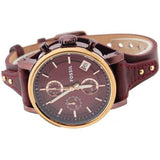 Fossil Original Boyfriend Sport Chronograph Maroon Dial Maroon Leather Strap Watch for Women - ES4114 Buy Now By Fossil