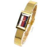 Gucci G Frame Quartz Diamonds White Red Blue Dial Gold Mesh Bracelet Watch For Women - YA147511 Buy Now By Gucci