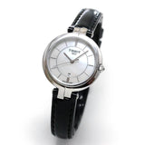 Tissot T Lady Flamingo Mother of Pearl White Dial Black Leather Strap Watch for Women - T094.210.16.111.00 Buy Now By Tissot