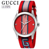 Gucci G Timeless Quartz Red Dial Two Tone NATO Strap Watch For Men - YA1264070 Buy Now By Gucci