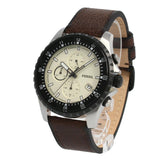 Fossil Dillinger Chronograph White Dial Brown Leather Strap Watch for Men - FS5674 Buy Now By Fossil