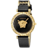 Versace Palazzo Empire Greca Black Dial Black Leather Strap Watch for Women - VEDV00119 Buy Now By Versace