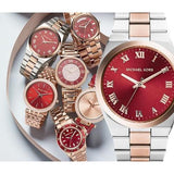 Michael Kors Channing Quartz Red Dial Two Tone Steel Strap Watch For Women - MK6114 Buy Now By Michael Kors
