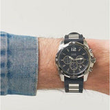 Guess Intrepid Chronograph Black Dial Two Tone Steel Strap Watch for Men - W0167G1 Buy Now By Guess
