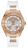 Guess Luna Diamonds White Dial White Rubber Strap Watch for Women - W0653L4 Buy Now By Guess