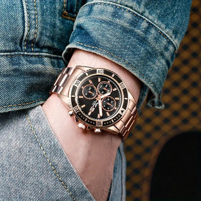 Guess BFF Multifunction Black Dial Rose Gold Steel Strap Watch for Women - W0231L7 Buy Now By Guess