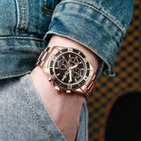 Guess BFF Multifunction Black Dial Rose Gold Steel Strap Watch for Women - W0231L7 Buy Now By Guess