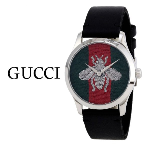 Gucci G Timeless Quartz Green & Red Dial Black Leather Strap Watch For Men - YA1264149 Buy Now By Gucci