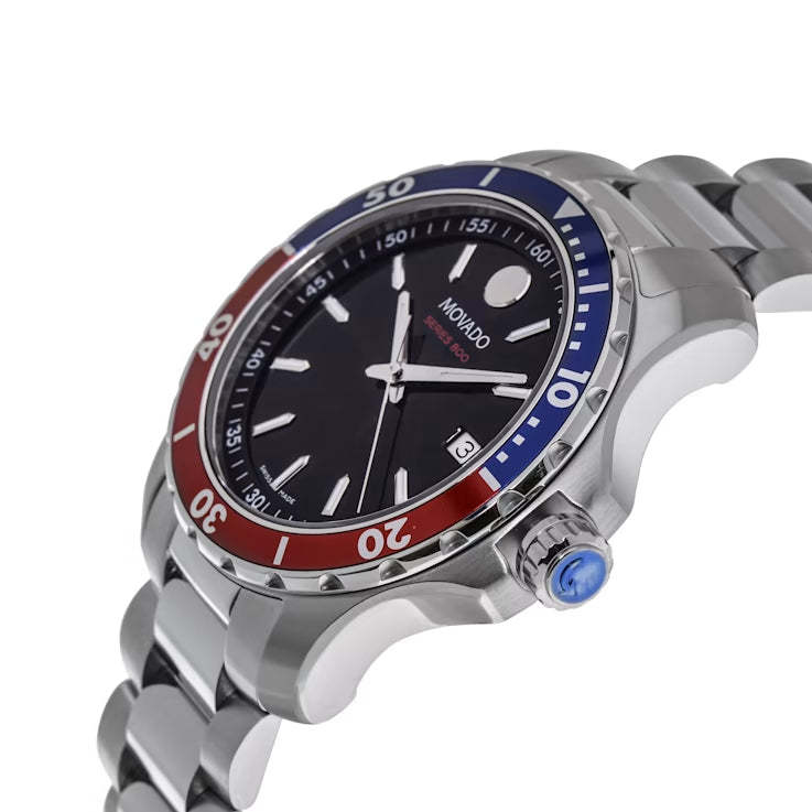 Movado Series 800 Pepsi Black Dial Silver Steel Strap Watch for Men - 2600152 Buy Now By Movado