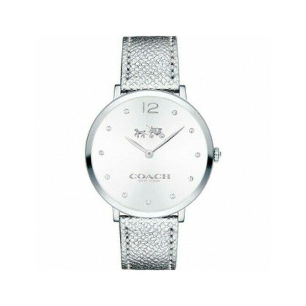 Coach Slim Easton Silver Dial Silver Leather Strap Watch for Women - 14502685 Buy Now By Coach