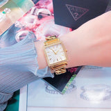 Guess Vanity Diamonds Silver Dial Gold Steel Strap Watch for Women - W1030L2 Buy Now By Guess