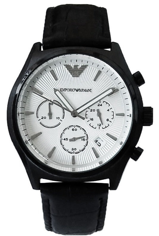 Emporio Armani Chronograph Quartz Silver Dial Black Rubber Strap Watch For Men - AR11048 Buy Now By Emporio Armani