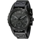 Fossil Nate Chronograph Black Dial Black Leather Strap Watch for Men - JR1510 Buy Now By Fossil