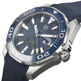 Tag Heuer Aquaracer Calibre 5 Automatic Blue Dial Blue Rubber Strap Watch for Men - WAY201B.FT6150 Buy Now By Tag Heuer