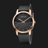 Calvin Klein City Quartz Black Dial Black Leather Strap Watch for Men - K2G2G6CZ Buy Now By Calvin Klein
