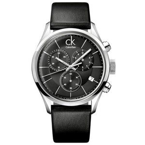 Calvin Klein Masculine Chronograph Black Dial Black Leather Strap Watch for Men - K2H27102 Buy Now By Calvin Klein