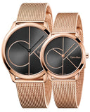 Calvin Klein Minimal Black Dial Rose Gold Mesh Bracelet Watch for Men - K3M22621 Buy Now By Calvin Klein