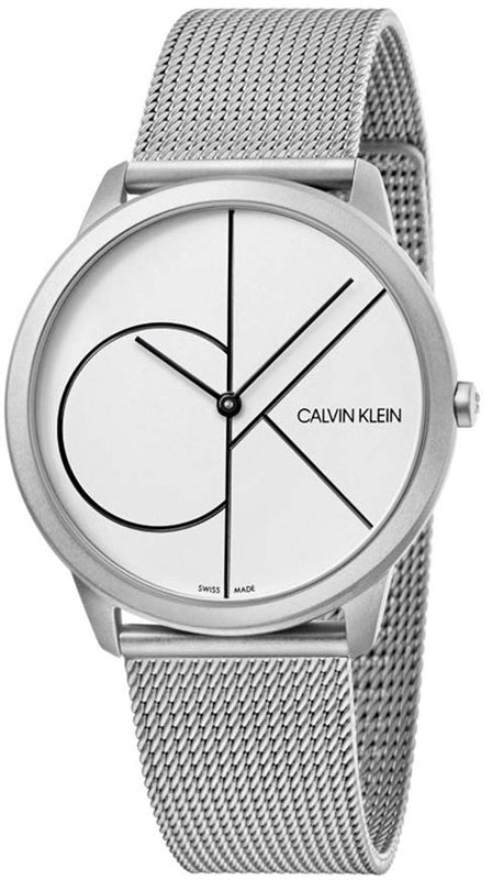 Calvin Klein Minimal White Dial Silver Mesh Bracelet Watch for Men - K3M5115X Buy Now By Calvin Klein