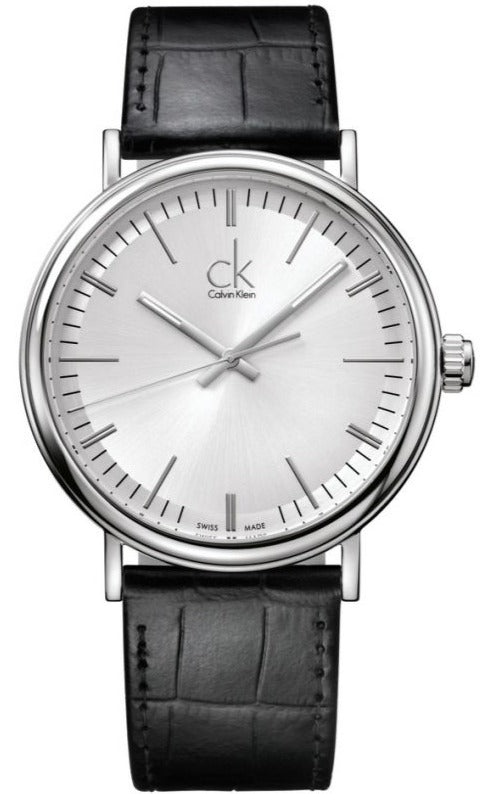 Calvin Klein Surround Silver Dial Black Leather Strap Watch for Men - K3W211C6 Buy Now By Calvin Klein