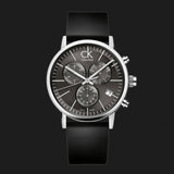 Calvin Klein Post Minimal Chronograph Black Dial Black Leather Strap Watch for Men - K7627107 Buy Now By Calvin Klein