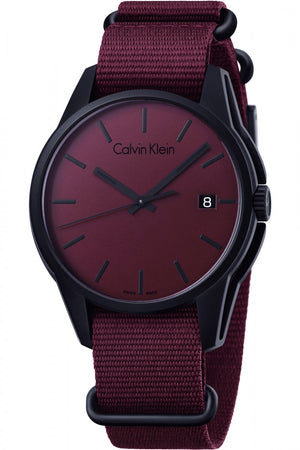 Calvin Klein Tone Maroon Dial Maroon NATO Strap Watch for Men - K7K514UP Buy Now By Calvin Klein